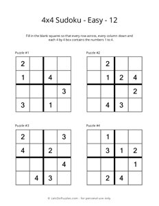 4x4 Sudoku - Easy - 12