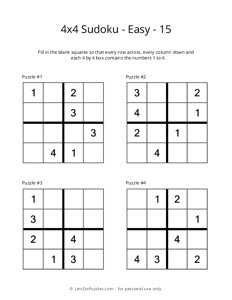 Math Sudoku Puzzles Digital Download Easy Level 4x4 Grid: 300 -  Finland