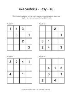 4x4 Sudoku - Easy - 16