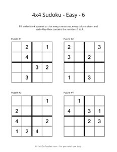 4x4 Sudoku - Easy - 6