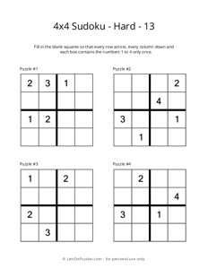4x4 Sudoku - Hard - 13