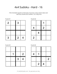 4x4 Sudoku - Hard - 16
