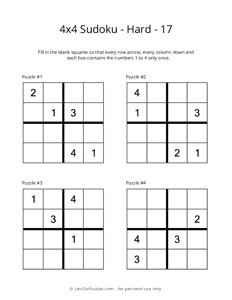 4x4 Sudoku - Hard - 17