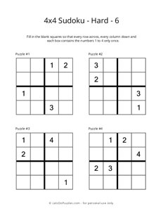 4x4 Sudoku - Hard - 6