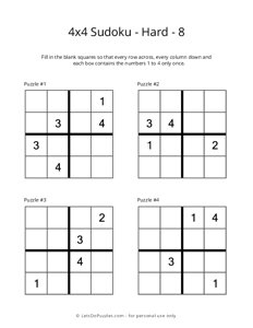 4x4 Sudoku - Hard - 8