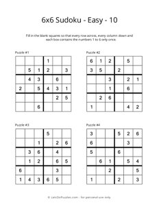 6x6 Sudoku - Easy - 10