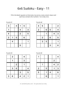 6x6 Sudoku - Easy - 11