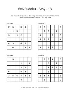 6x6 Sudoku - Easy - 13