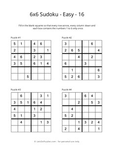 6x6 Sudoku - Easy - 16