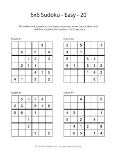 6x6 Sudoku - Easy - 20