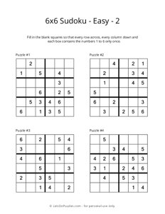 6x6 Sudoku - Easy - 2
