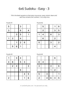 6x6 Sudoku - Easy - 3