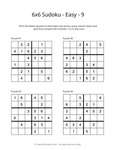 6x6 Sudoku - Easy - 9