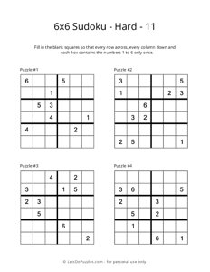 6x6 Sudoku - Hard - 11