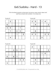 6x6 Sudoku - Hard - 13