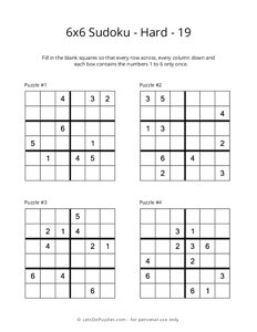 6x6 Sudoku - Hard - 19