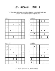 6x6 Sudoku - Hard - 1