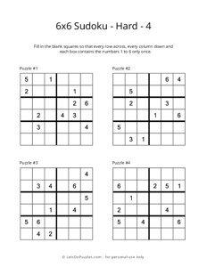 6x6 Sudoku - Hard - 4