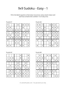 9x9 Sudoku - Easy - 1