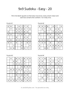9x9 Sudoku - Easy - 20