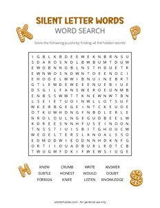 Silent Letter Words Word Search