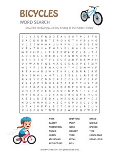 Bicycles Word Search
