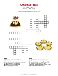 Christmas Foods Crossword