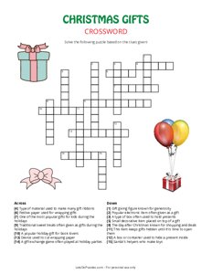 Christmas Gifts Crossword