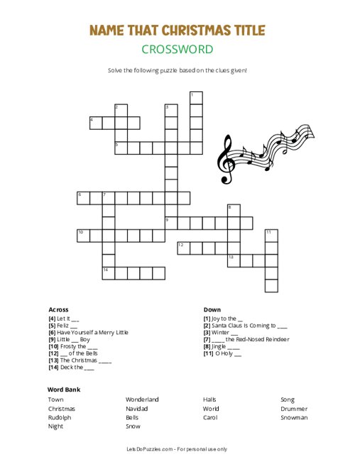 Name that Christmas Title Crossword
