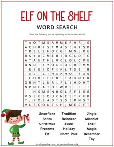 Elf on the Shelf Word Search