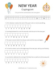 New Year Celebrations Cryptogram