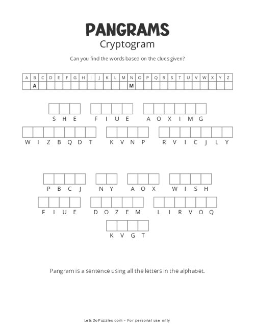 Pangrams Cryptogram