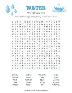 Water Word Search