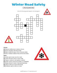Winter Road Safety Crossword