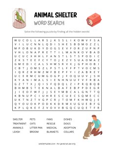 Animal Shelter Word Search