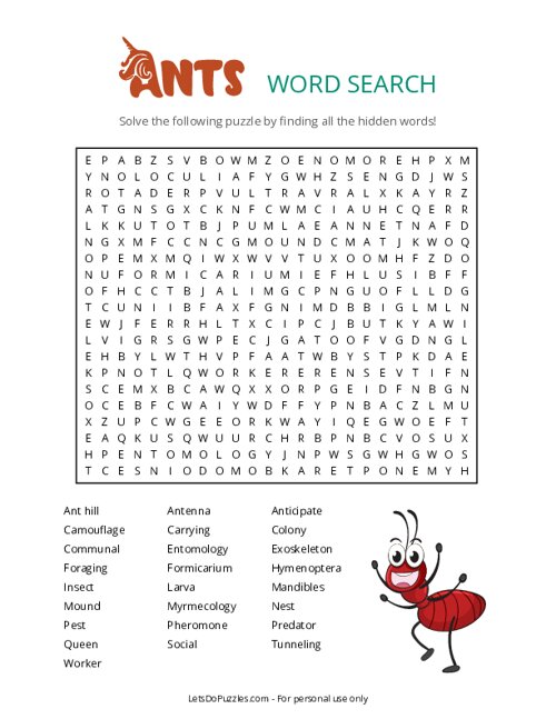 Ants Word Search