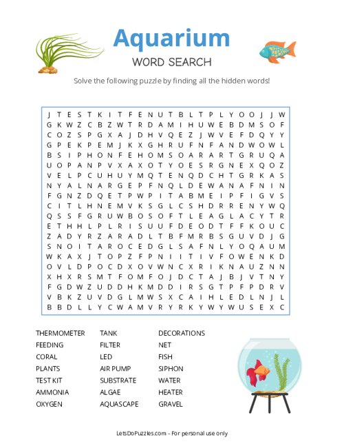 Aquarium Word Search
