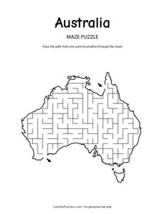Australia Map Shaped Maze
