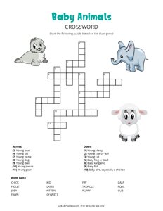 Baby Animals Crossword