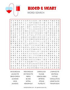 Blood and Heart Word Search