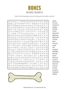 Bones Word Search