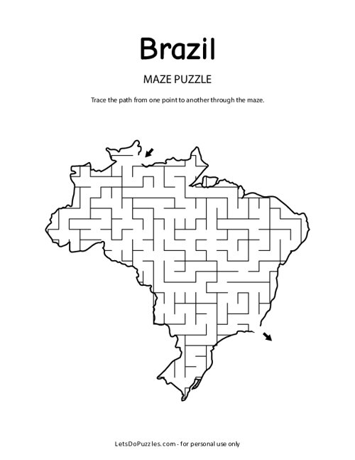 Brazil Map Shaped Maze