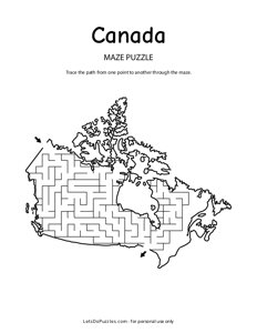 Canada Map Shaped Maze