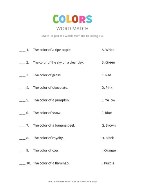 Colors Word Match