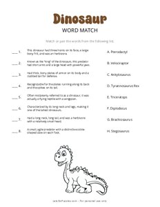 Dinosaur Word Match