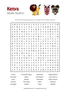 Kenya Word Search
