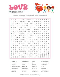 Love Word Search