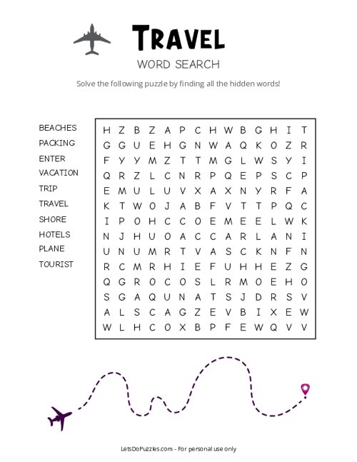 Travel Word Search