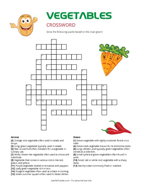 Vegetables Crossword