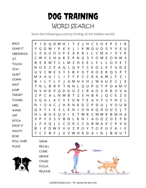 Dog Training Word Search